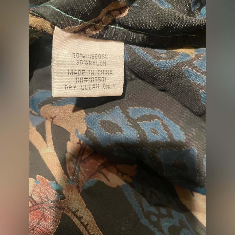 New! Double D Ranch Burnout Velvet Floral Kimono Cape Turquoise Fringe 🤠 Large - Picture 8 of 10